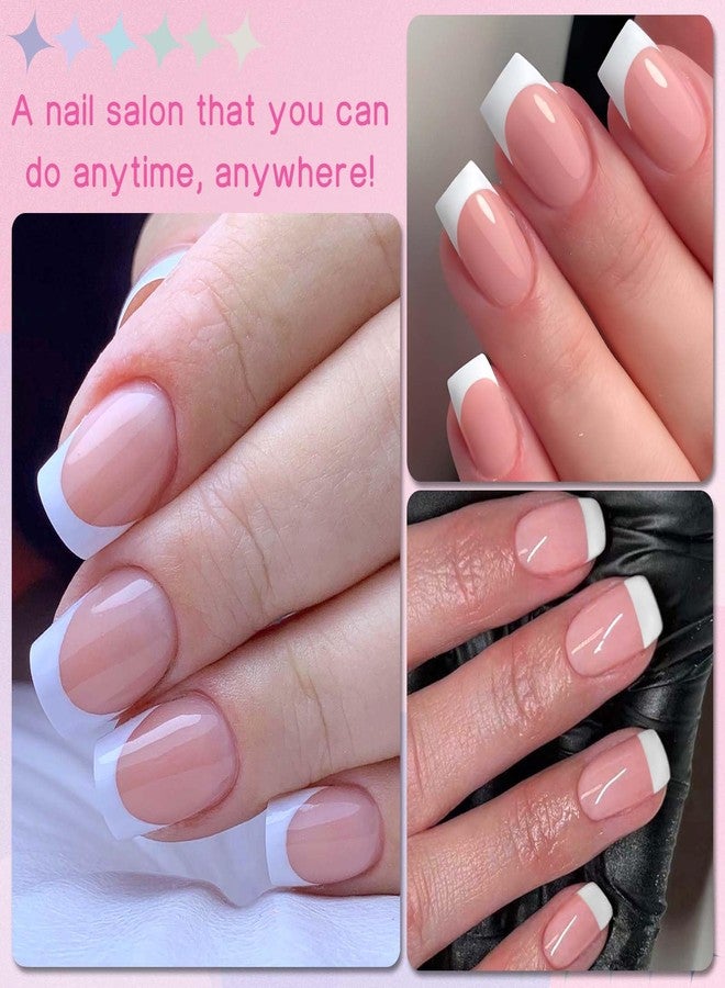 LuckForever Medium French Tip Press on Nails Square Fake Nails with Glue & Tabs, 144pc White French Tips Glue on Nails Press on Nails Medium Fake Nails Square False Acrylic Artificial Fingernails - Image 5